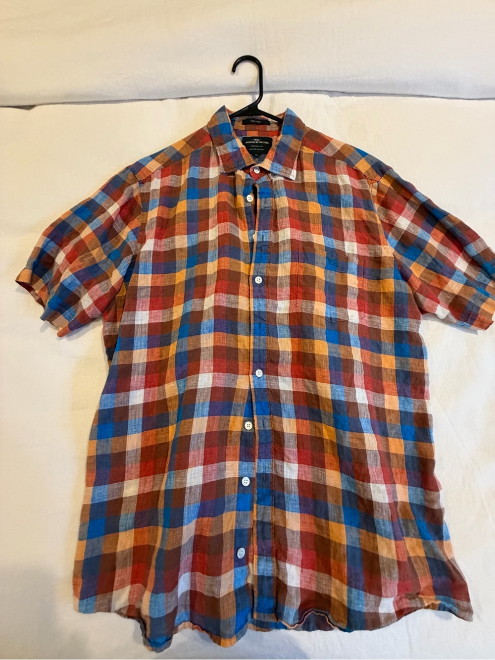Rodd & Gunn Multi-Color Plaid Short-Sleeve Button-Down Linen Shirt